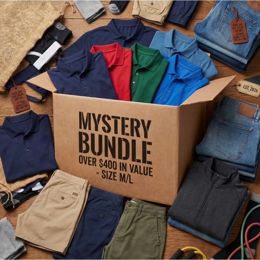 Men’s Ultimate Mystery Clothing Bundle | 15–20 Items | M/L | $400+ Value